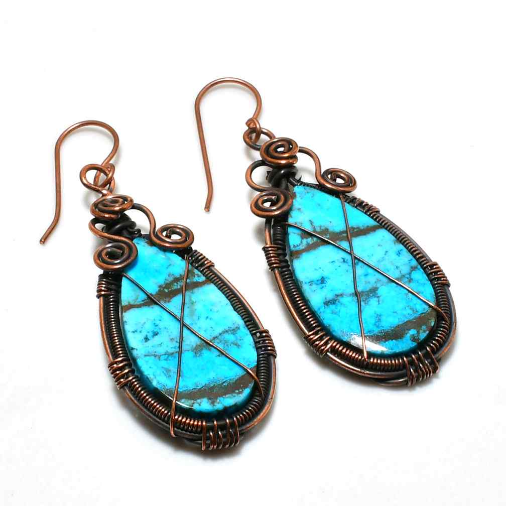 Azure Embrace – Turquoise & Copper Earrings
