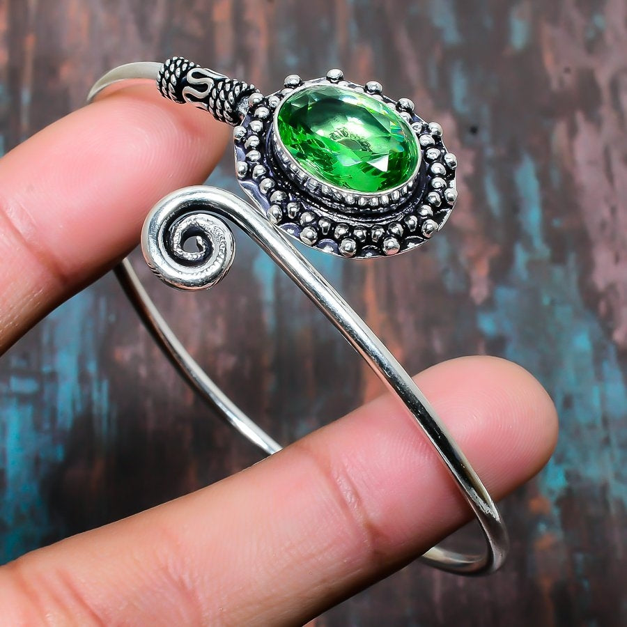 Emerald’s Whisper – Adjustable Sterling Silver Emerald Bracelet