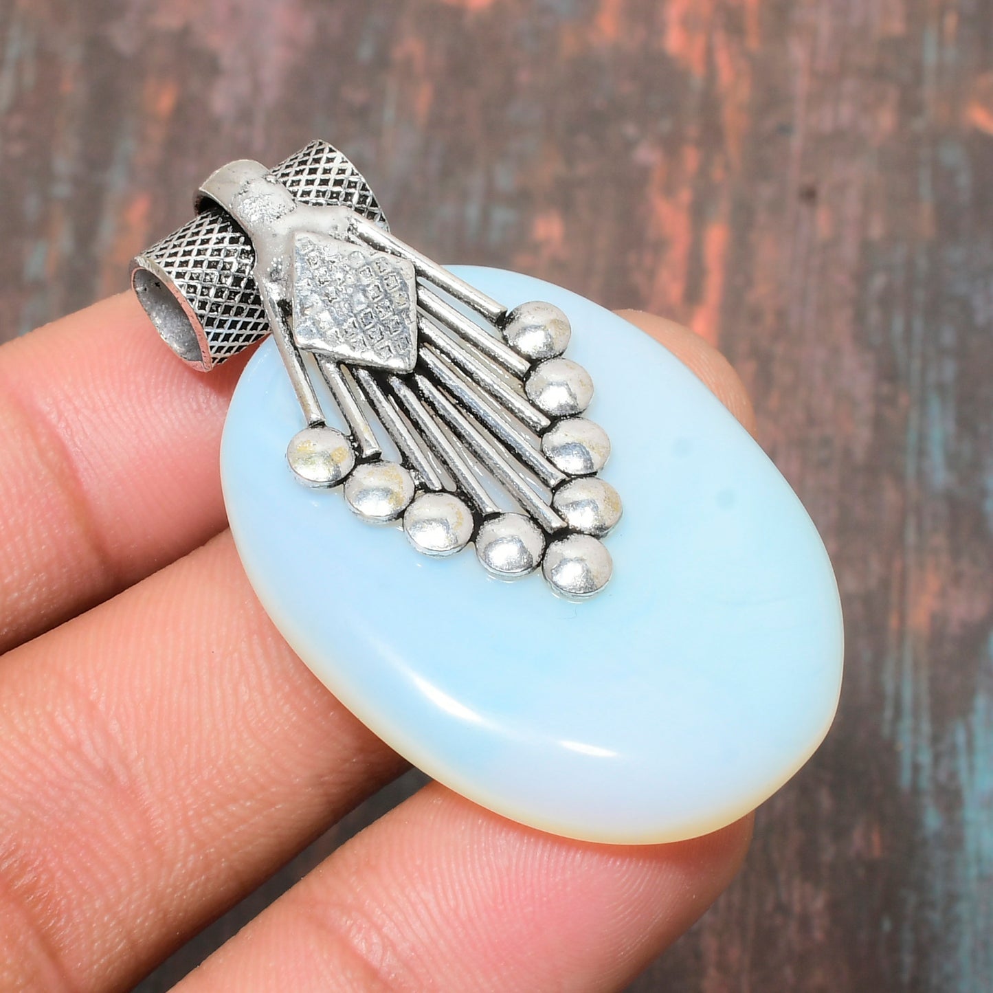 Tranquil Aura – Blue Opal & Sterling Silver Pendant