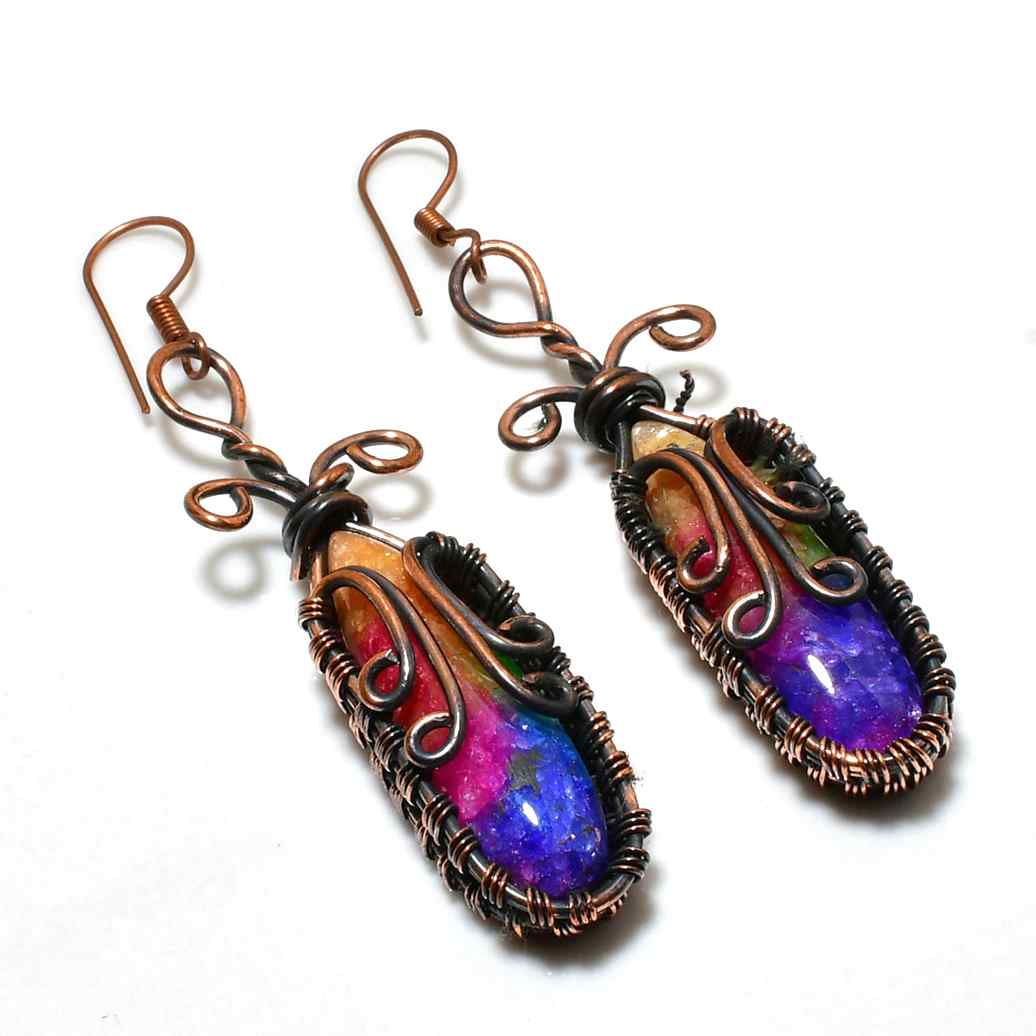 Crown Clarity – Oxidized Copper Amethyst Earrings