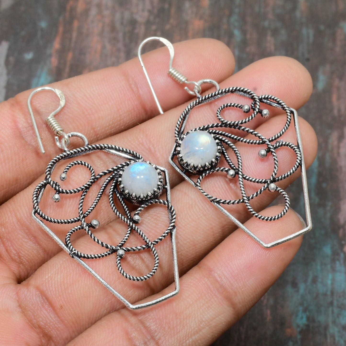 Luna’s Veil – Moonstone & Sterling Silver Earrings