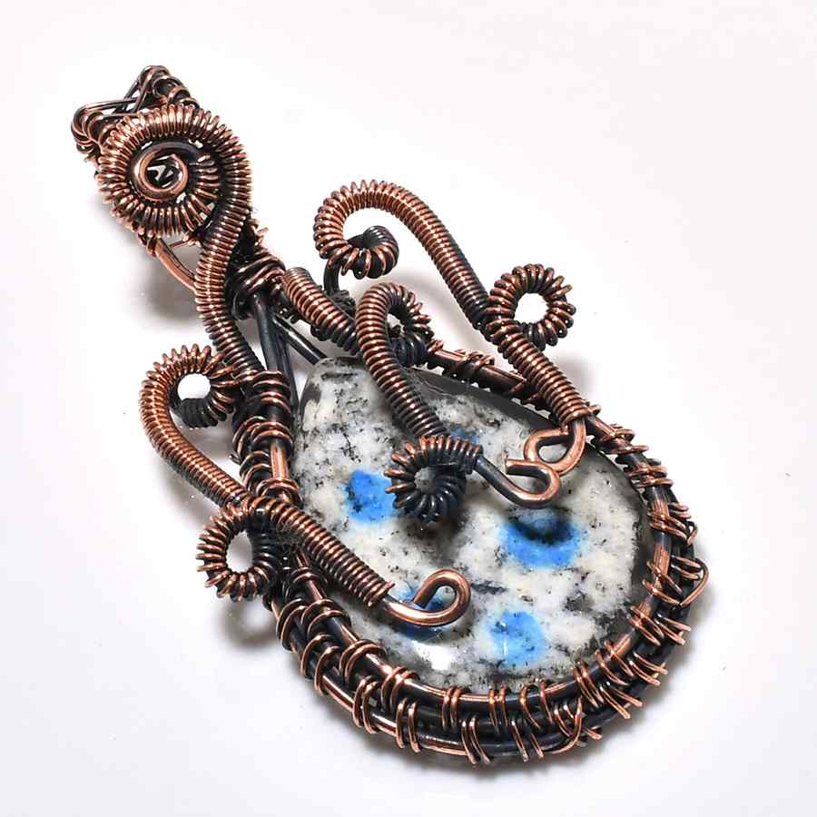 Celestial Harmony – Blue Stone Oxidized Copper Pendant