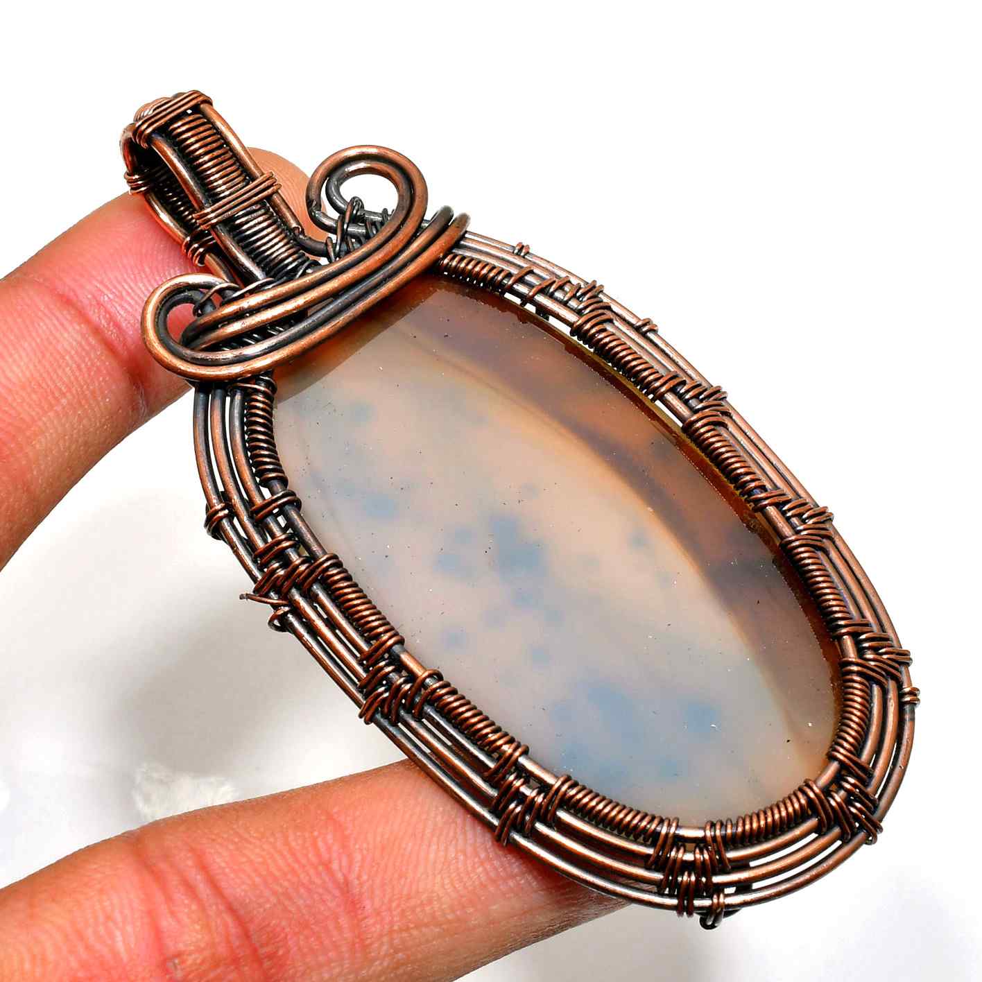 Earth’s Embrace – Copper-Wrapped Agate Pendant