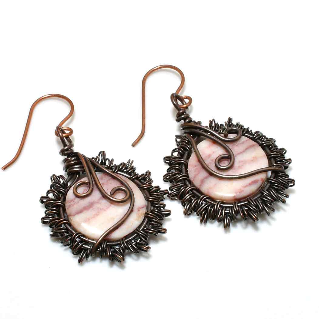 Harmony’s Embrace – Rhodonite Copper Earrings
