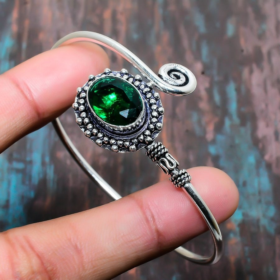 Emerald Elegance – Sterling Silver Bracelet