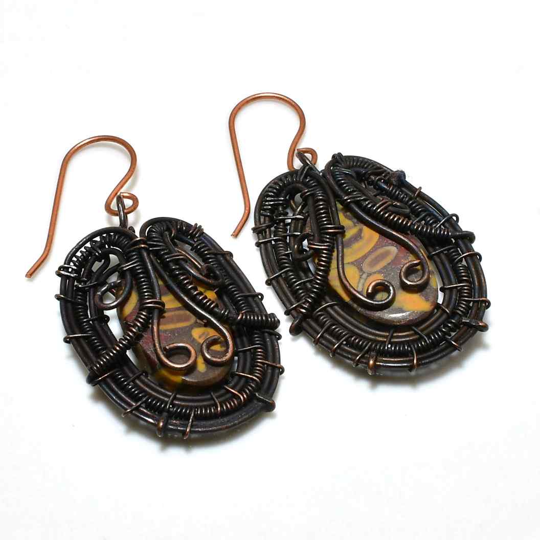 Whispering Shadows – Copper & Stone Earrings