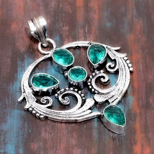 Aqua Serenity – Teal Filigree Pendant