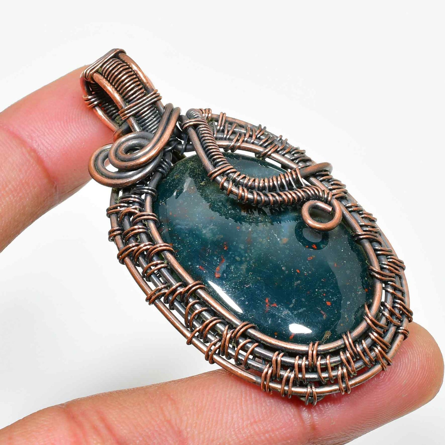 Ember’s Heart – Bloodstone Copper Pendant
