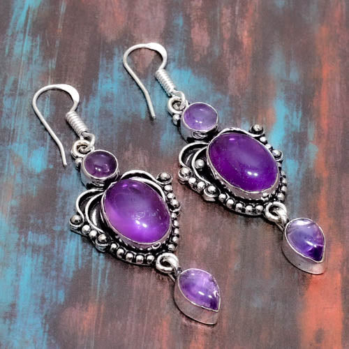 Moonlight Muse – Amethyst Silver Earrings