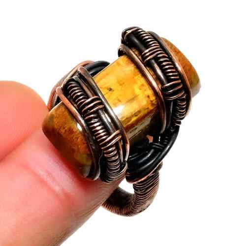 Golden Roar – Tiger’s Eye Copper Ring