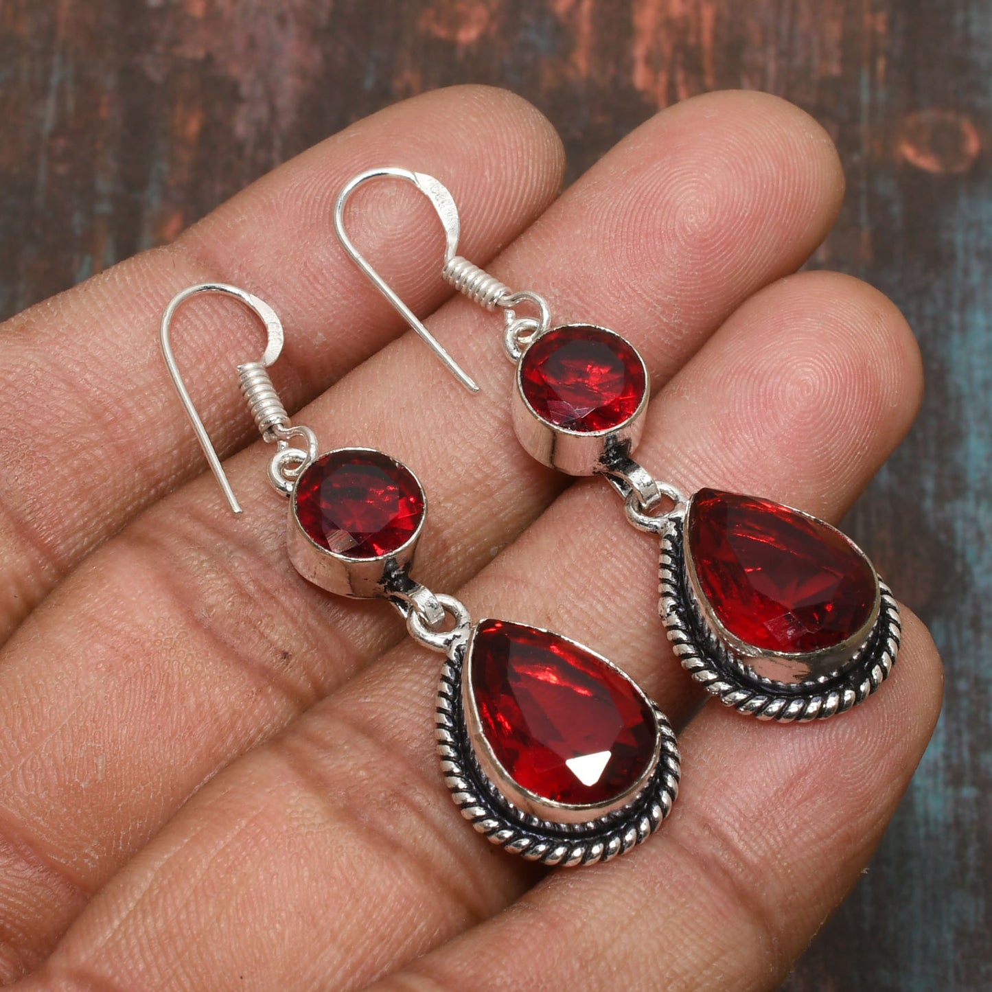 Ruby Reverie – Sterling Silver Earrings