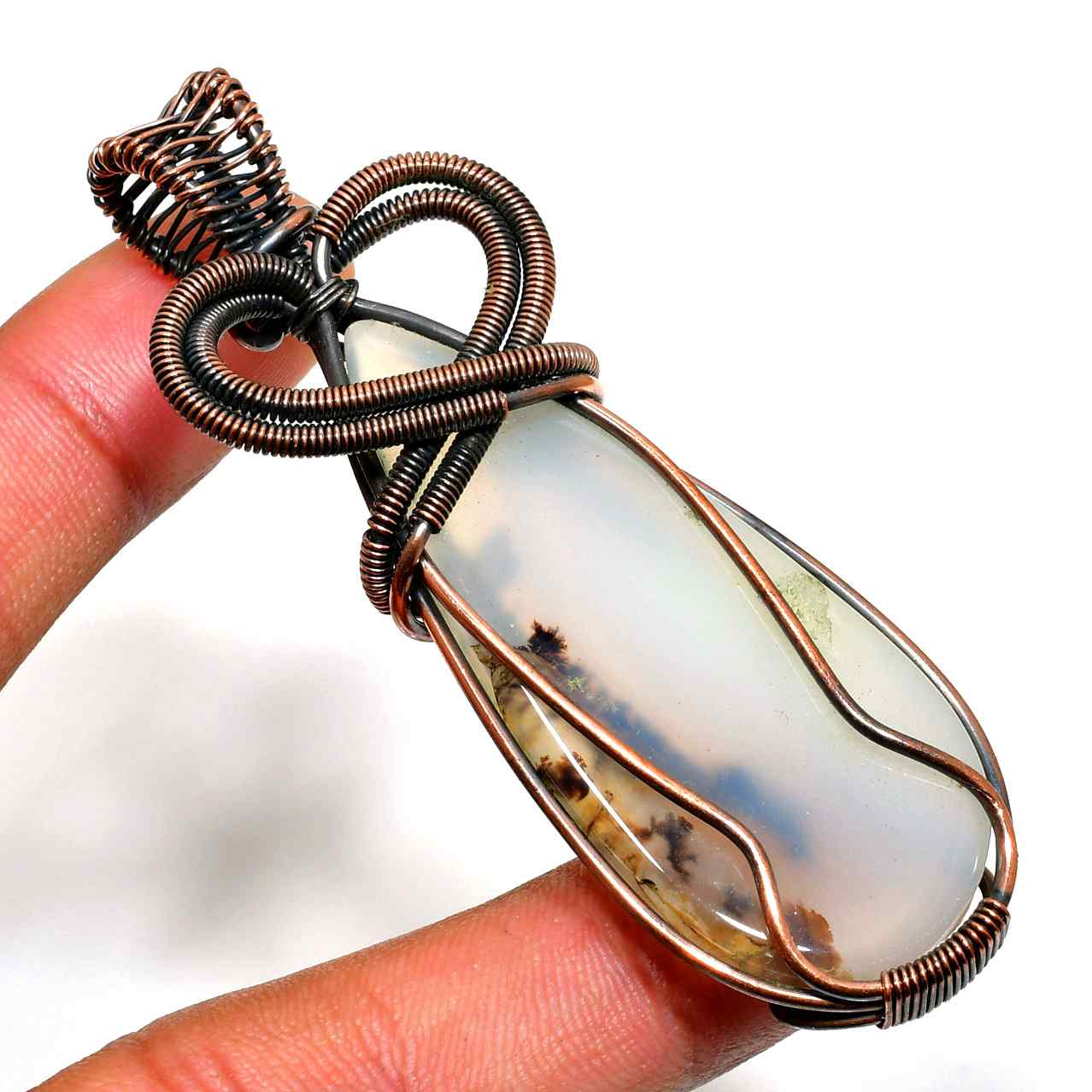 Ember’s Embrace – Copper-Wrapped Agate Pendant