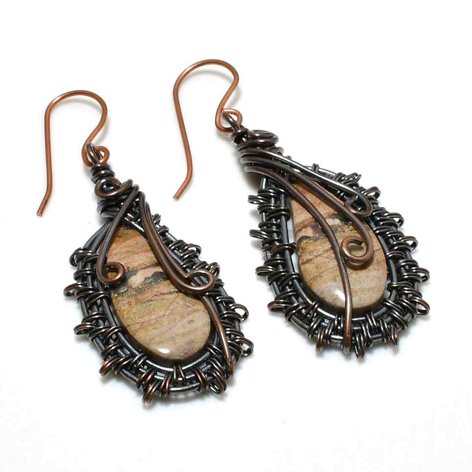Gaia’s Embrace – Jasper & Copper Earrings