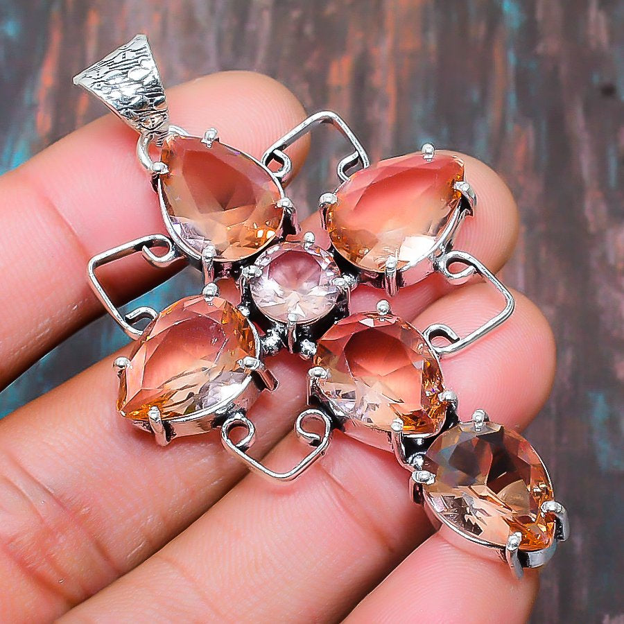 Radiant Renewal – Peach Moonstone Silver Pendant