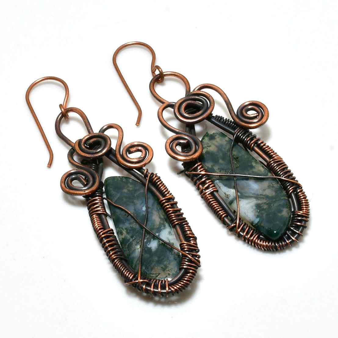 Earth’s Embrace – Copper-Wrapped Stone Earrings