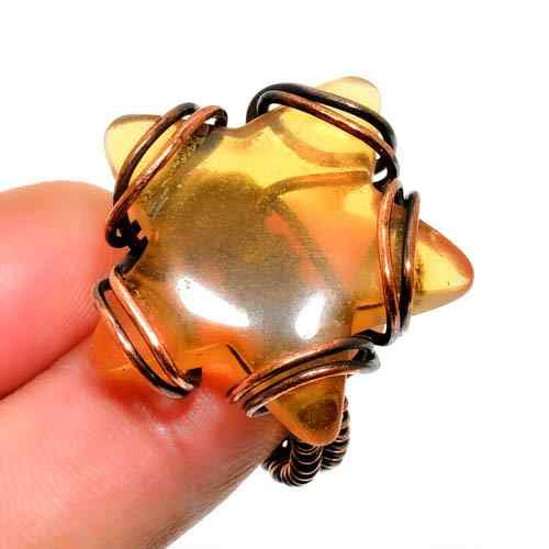 Solara’s Star – Citrine Copper Wire Pendant