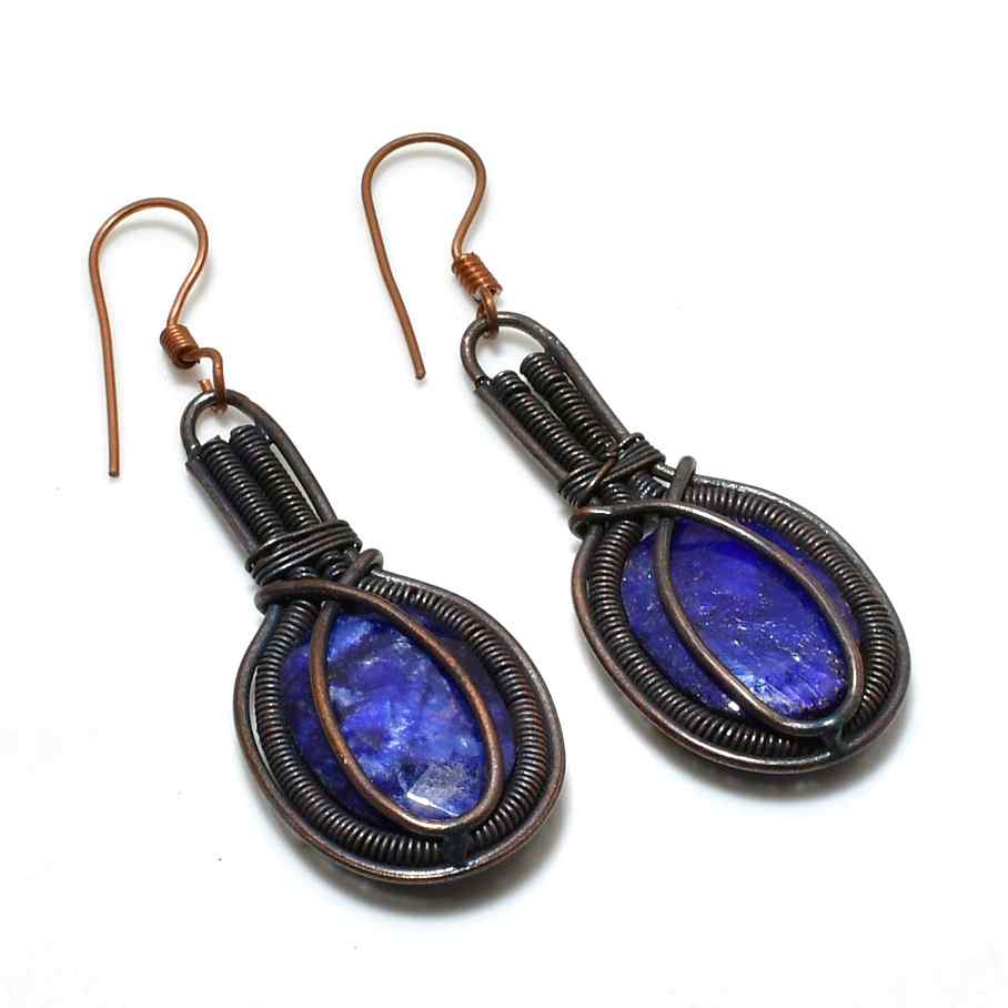 Selene’s Insight – Lapis Lazuli Copper Earrings