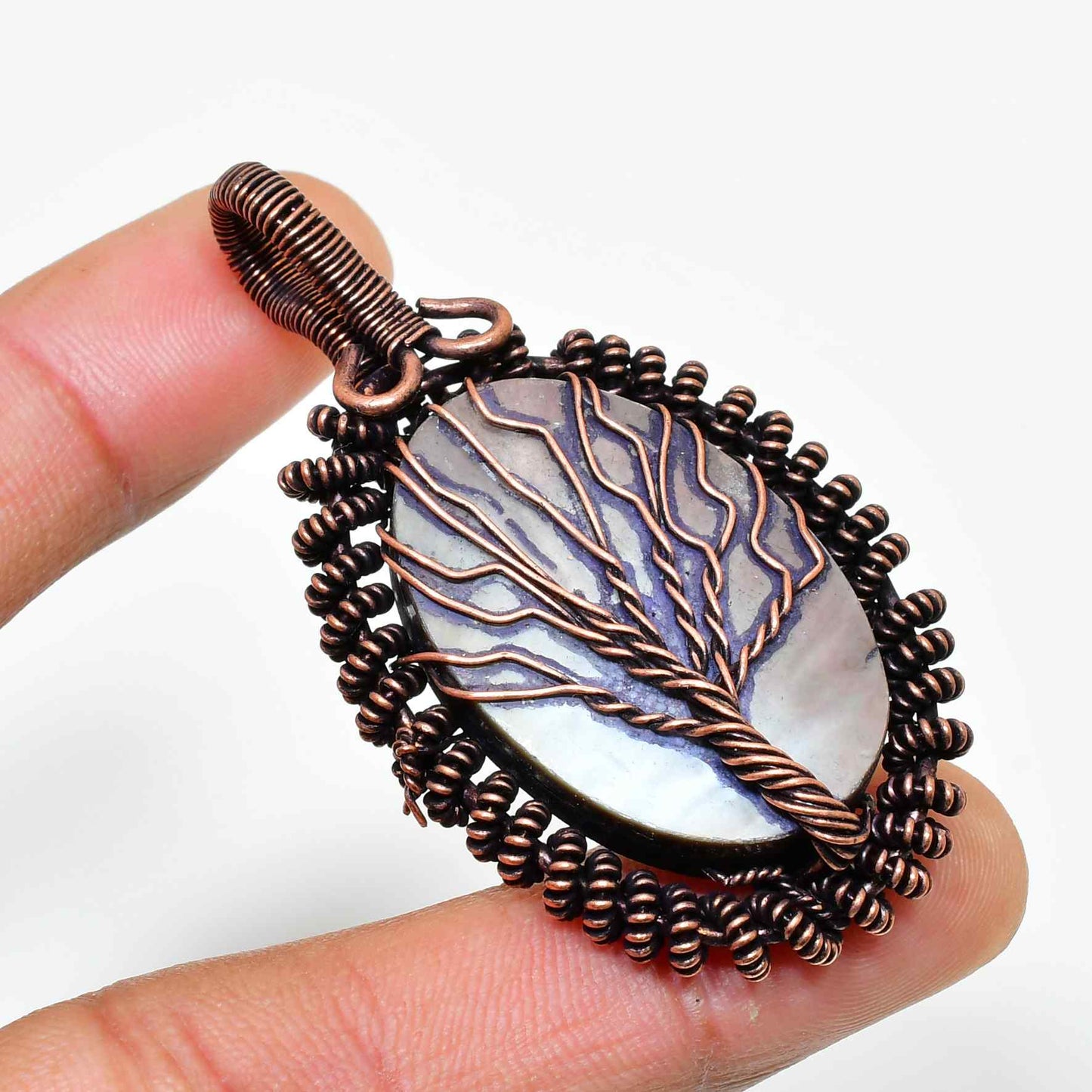 Luna’s Embrace – Oxidized Copper Moonstone Pendant