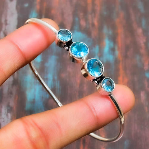 Azure Serenity – Blue Topaz & Silver Bracelet