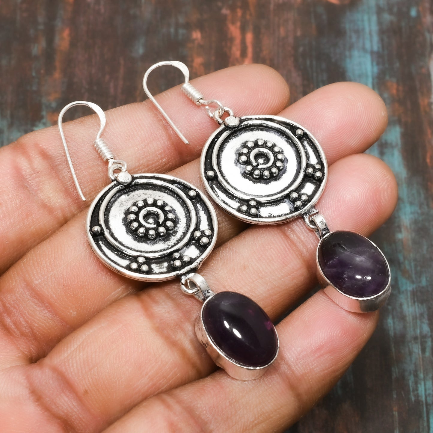 Luna’s Grace – Sterling Silver Amethyst Drop Earrings