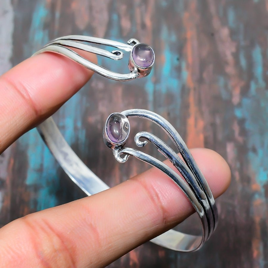 Elysian Wave – Silver Amethyst Cuff