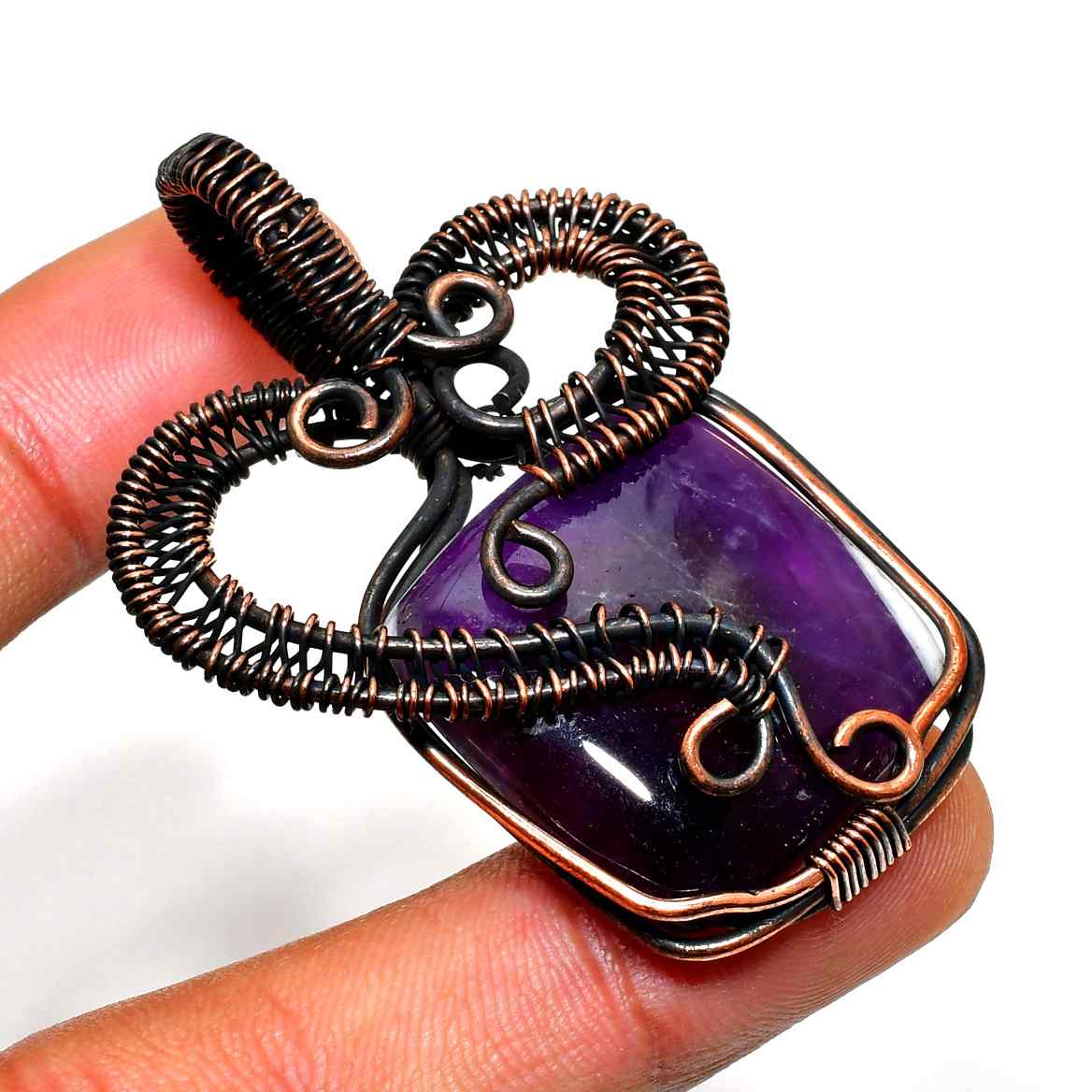 Ezra’s Veil – Mystic Amethyst Copper Pendant