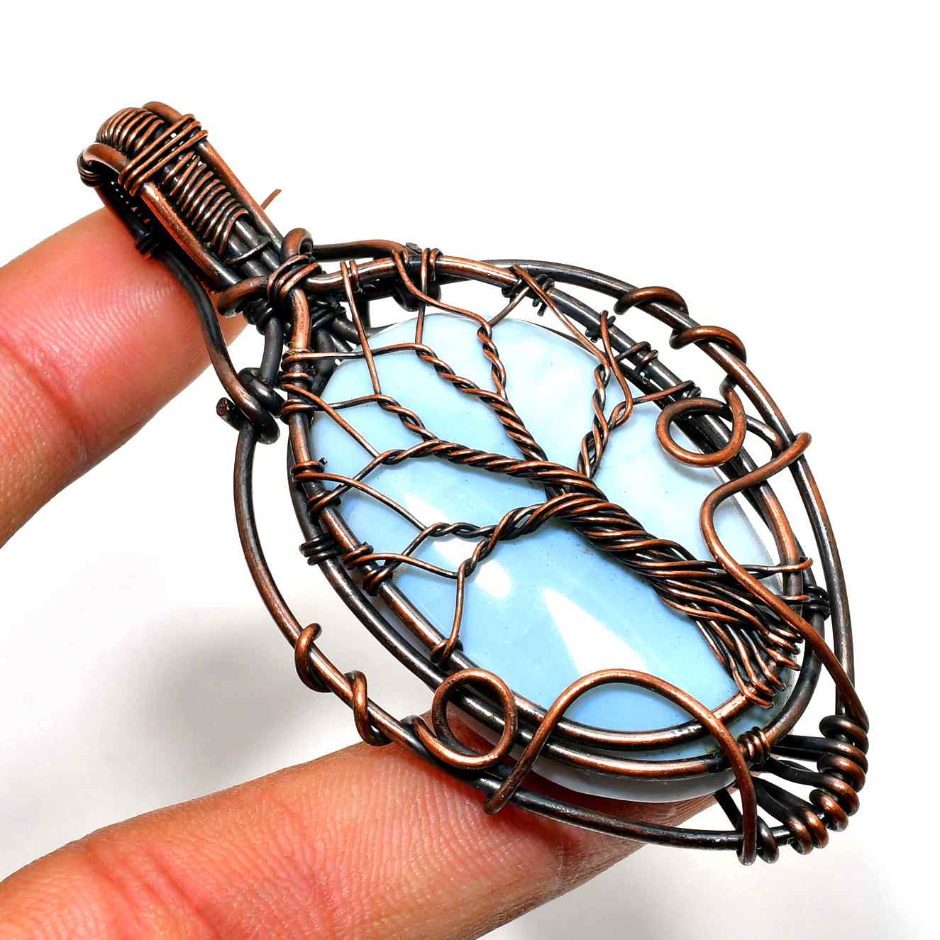 Celestial Harmony – Aquamarine Copper Pendant