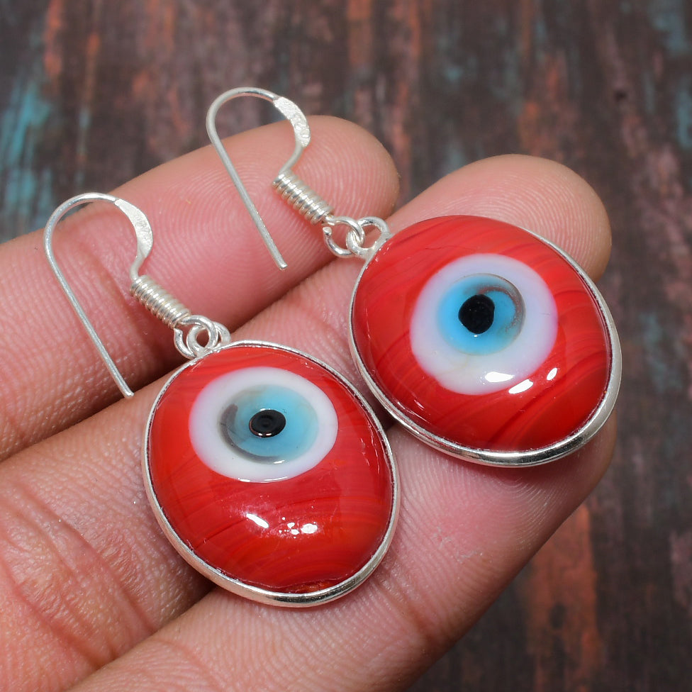 Crimson & Cobalt – Handcrafted Glass & Silver Earrings