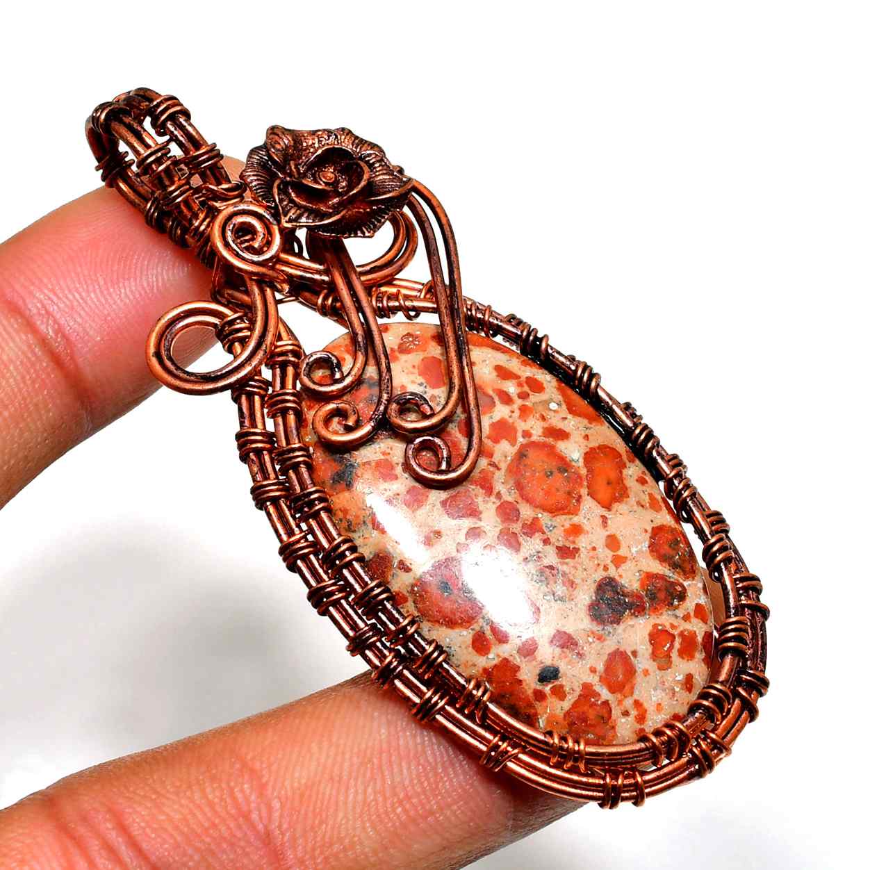Ember’s Heart – Copper-Wrapped Jasper Pendant