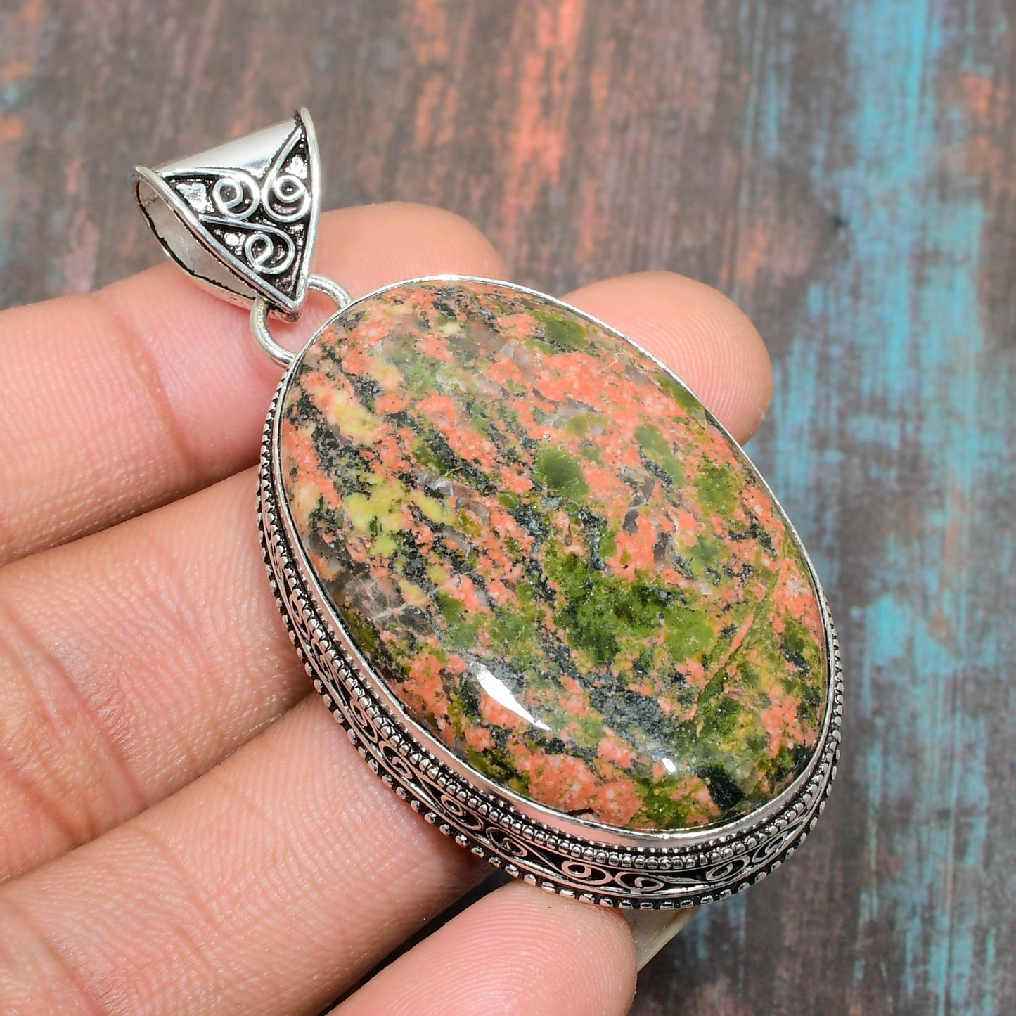 Grounded Grace – Unakite Sterling Silver Pendant