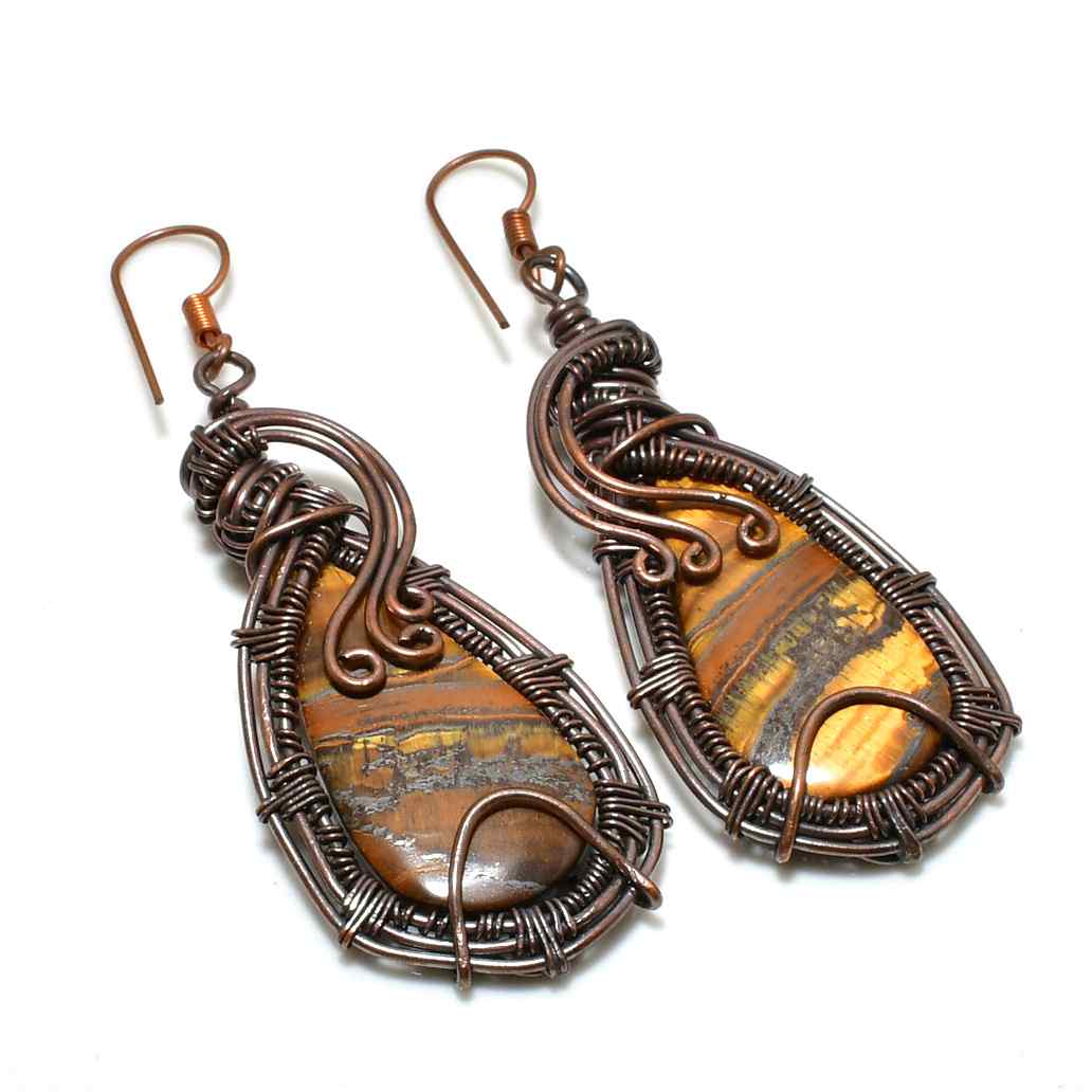 Golden Essence – Tiger’s Eye Copper Earrings
