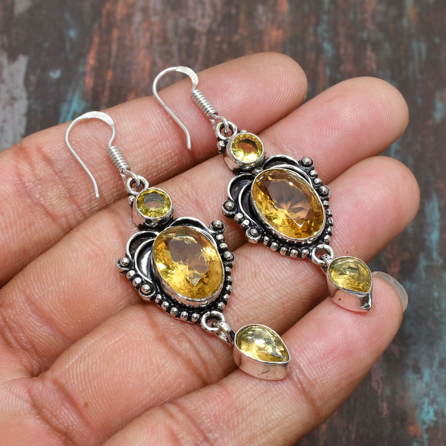 Aurora’s Glow – Sterling Silver Citrine Earrings