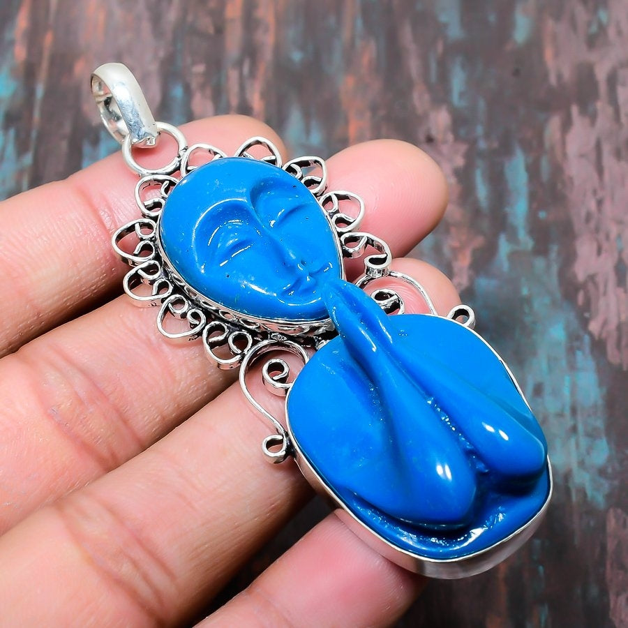 Tranquil Tide – Blue Agate Silver Pendant