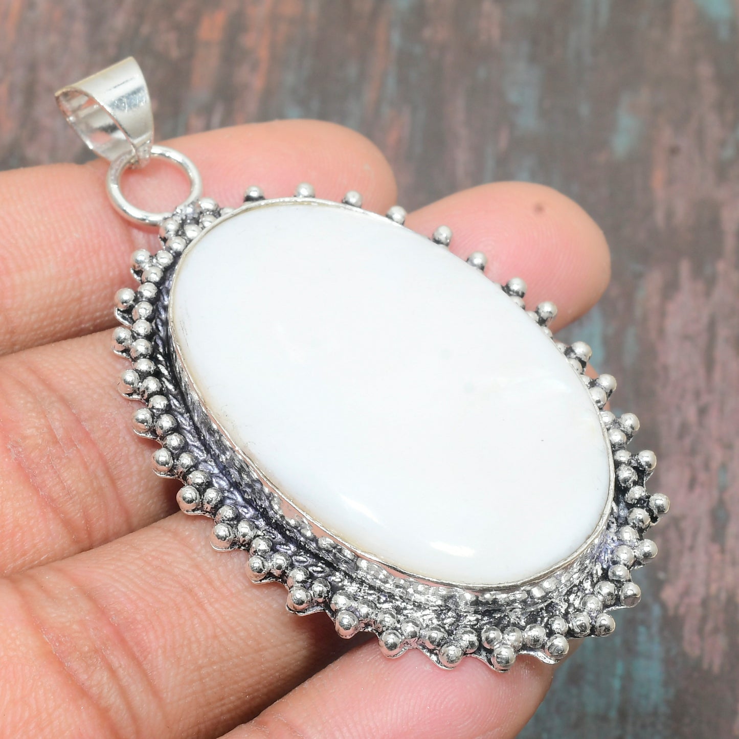 Serenity’s Glow – White Howlite & Silver Pendant