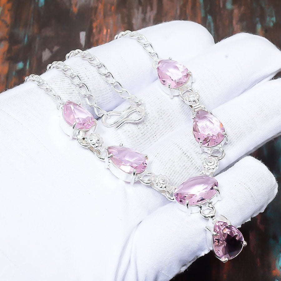 Selene’s Embrace – Rose Quartz & Sterling Silver Necklace