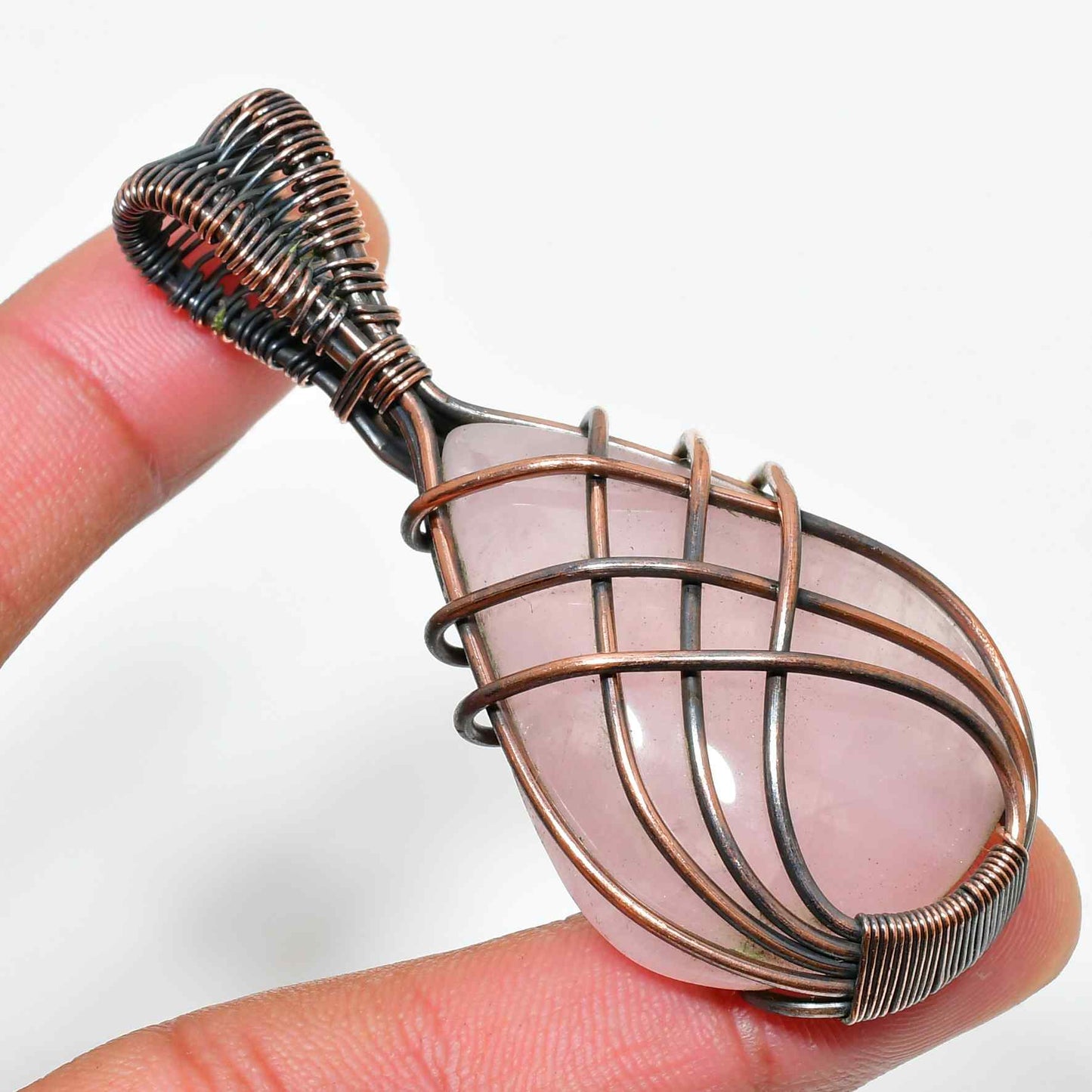 Harmony’s Heart – Rose Quartz Copper Pendant