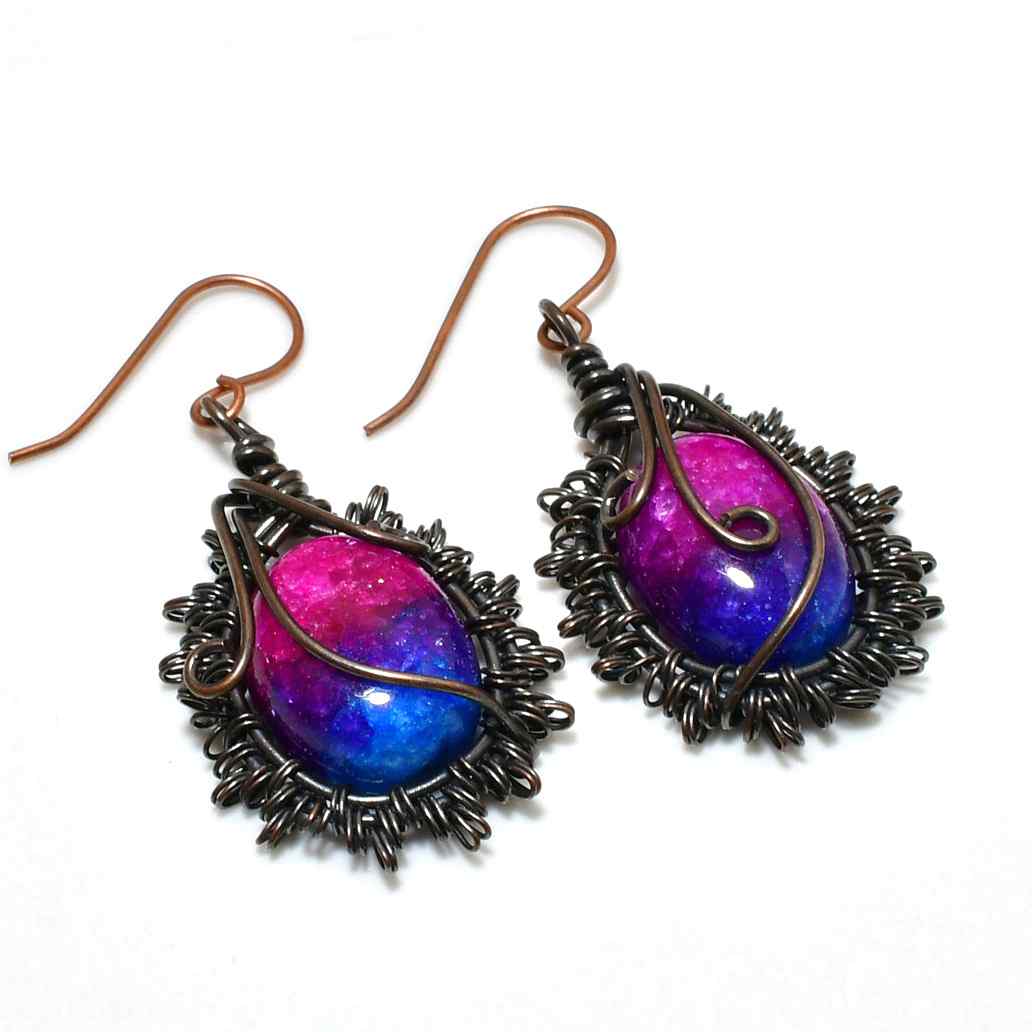 Galactic Embrace – Celestial Resin & Copper Earrings