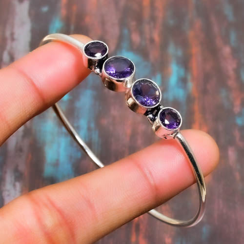 Serenity Halo – Sterling Silver Amethyst Bracelet