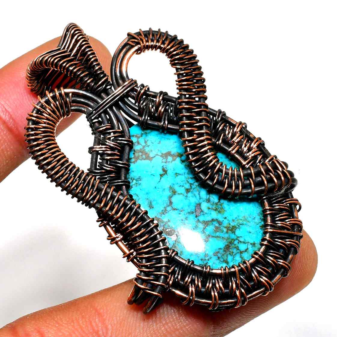Ocean’s Embrace – Turquoise & Copper Pendant