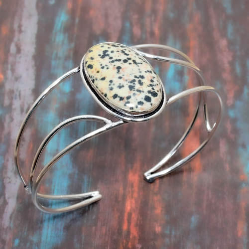 Playful Harmony – Dalmatian Jasper Sterling Silver Cuff