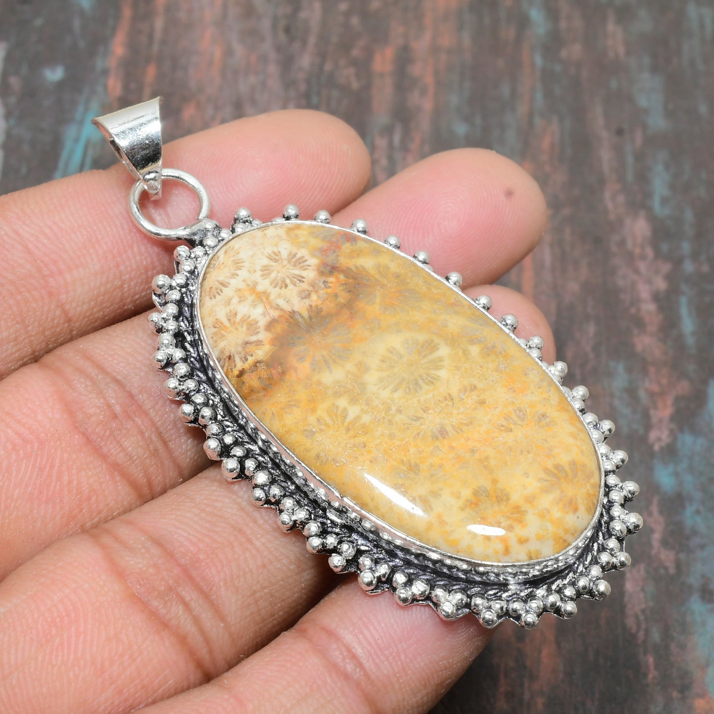 Coral Whisper – Fossilized Coral & Silver Pendant