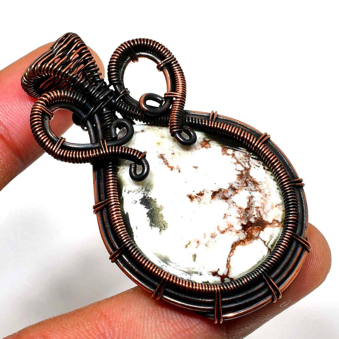 Terra’s Embrace – Copper-Wrapped Gemstone Pendant