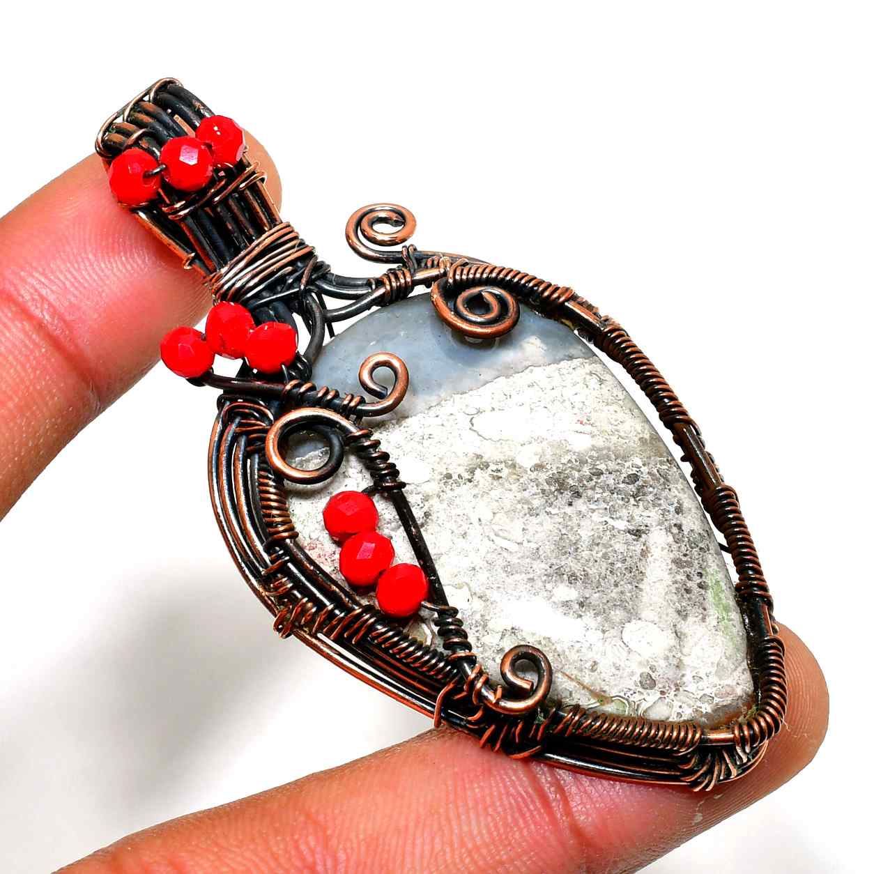 Terra’s Embrace – Copper-Wrapped Stone Pendant