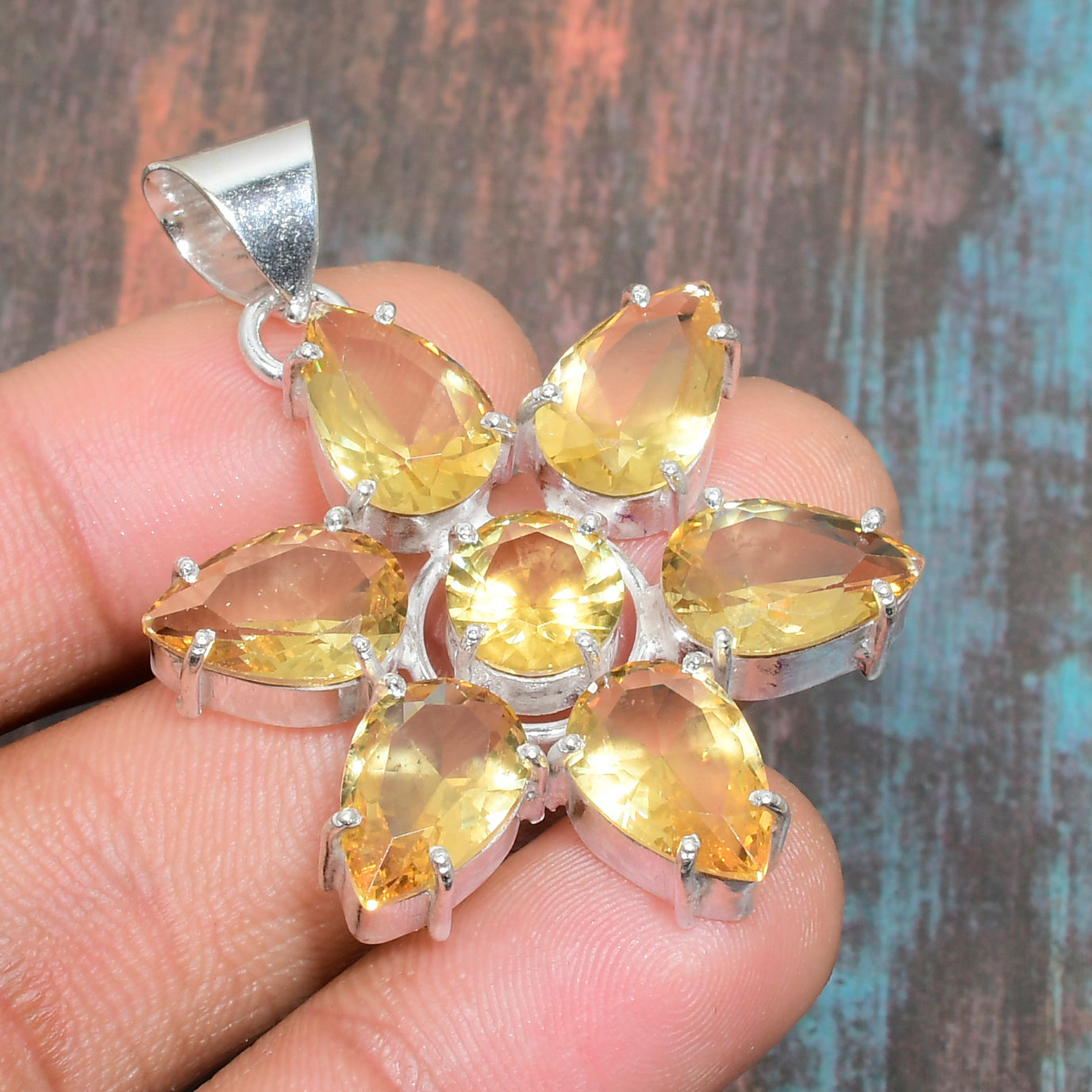 Citrine Blossom – Sterling Silver Pendant