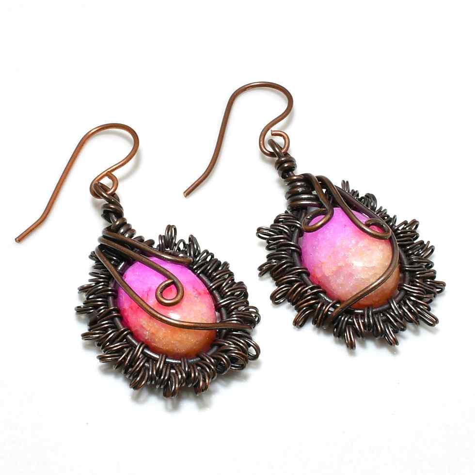 Serenity Bloom – Pink Opal & Copper Earrings