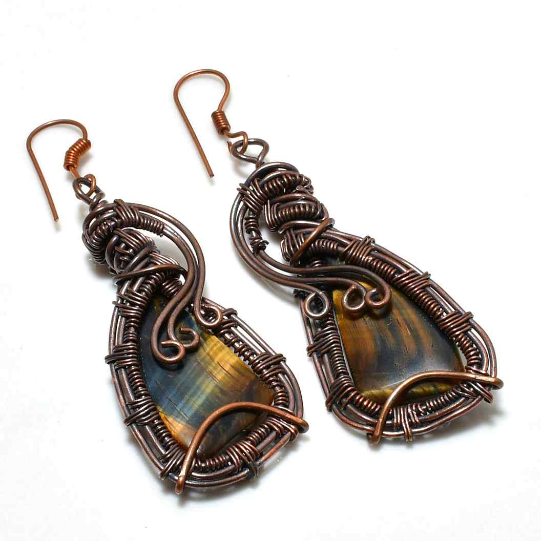 Grounded Grace – Tiger’s Eye Copper Earrings
