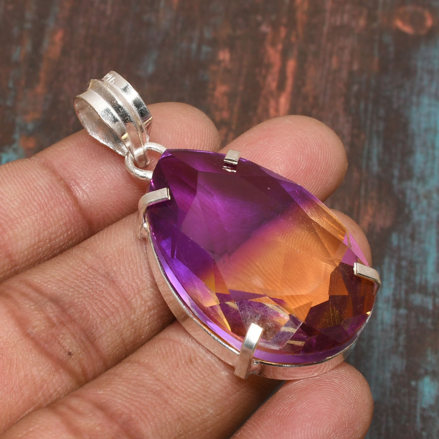 Aurora’s Balance – Amethyst & Citrine Silver Pendant