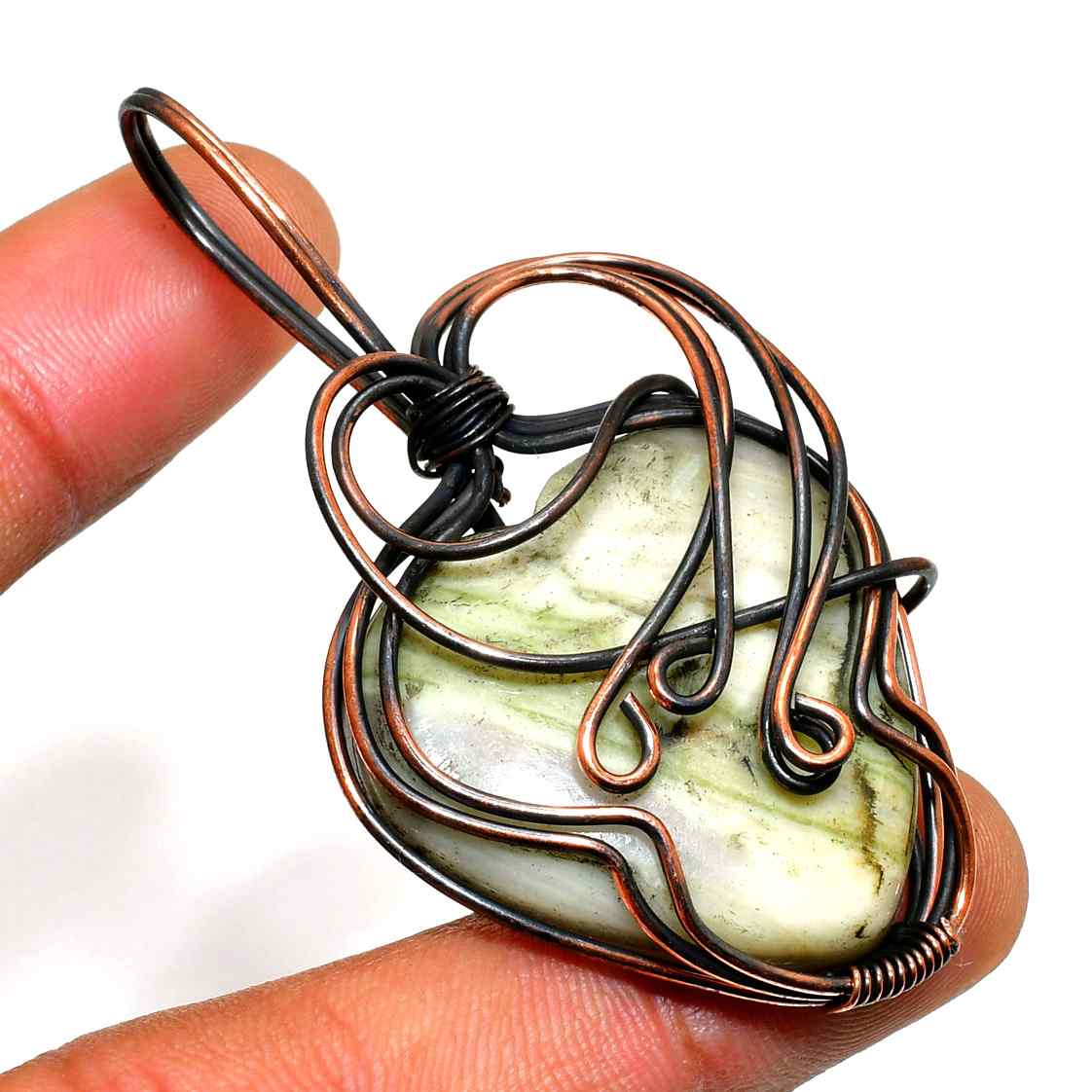 Gaia’s Embrace – Oxidized Copper Natural Stone Pendant