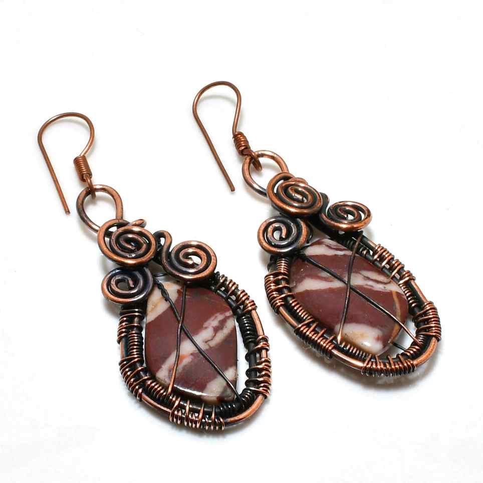 Gaia’s Embrace – Copper-Wrapped Earthstone Earrings