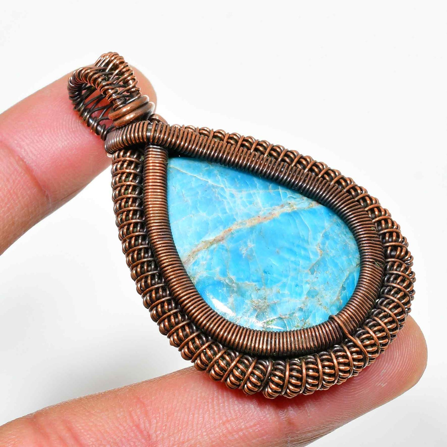Celestial Wave – Turquoise Copper Pendant
